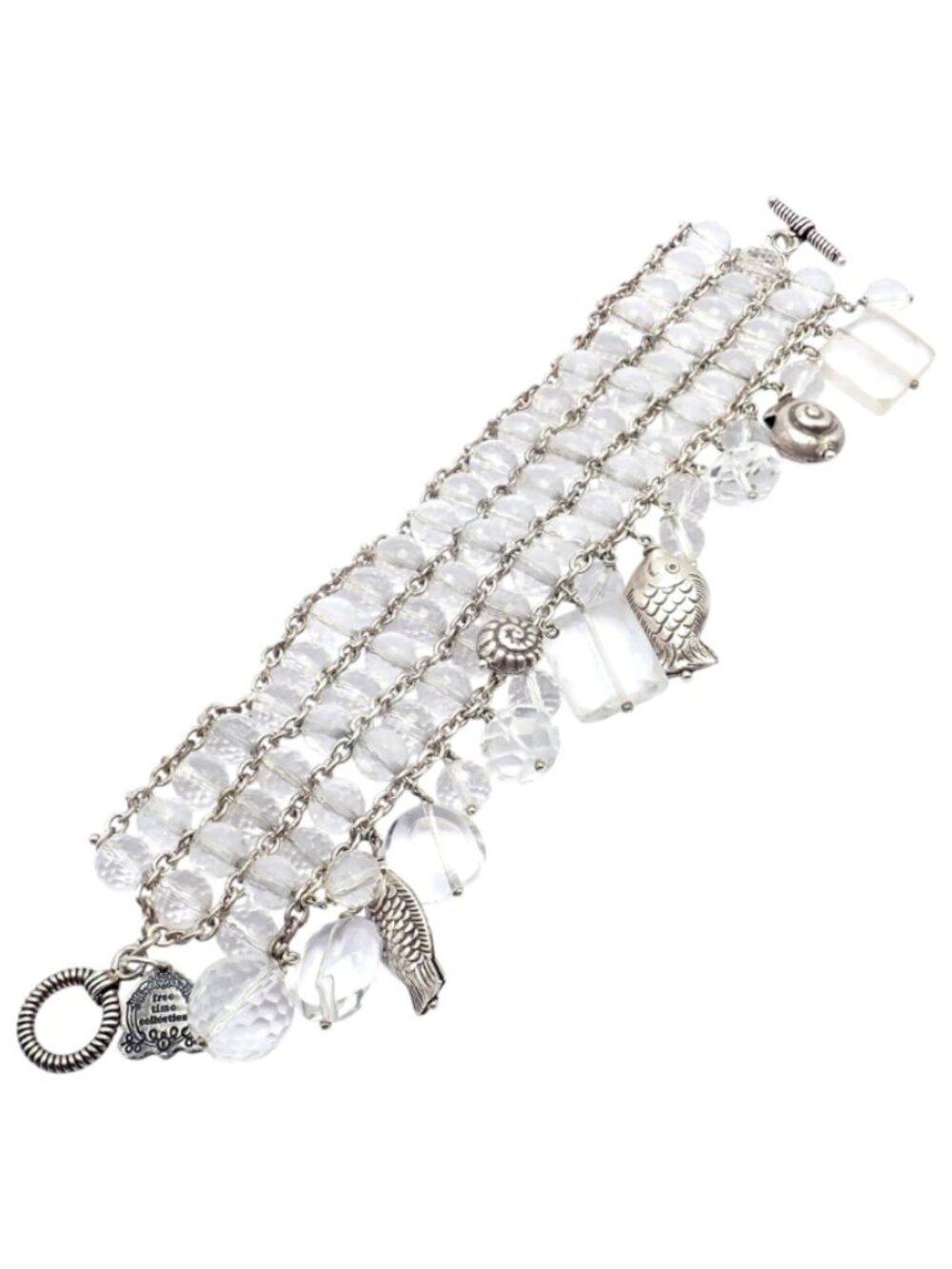 Vintage Mario Buccellati Free Time Silver Quartz 3 Row Bead Fish Toggle Bracelet - Picture 6 of 11